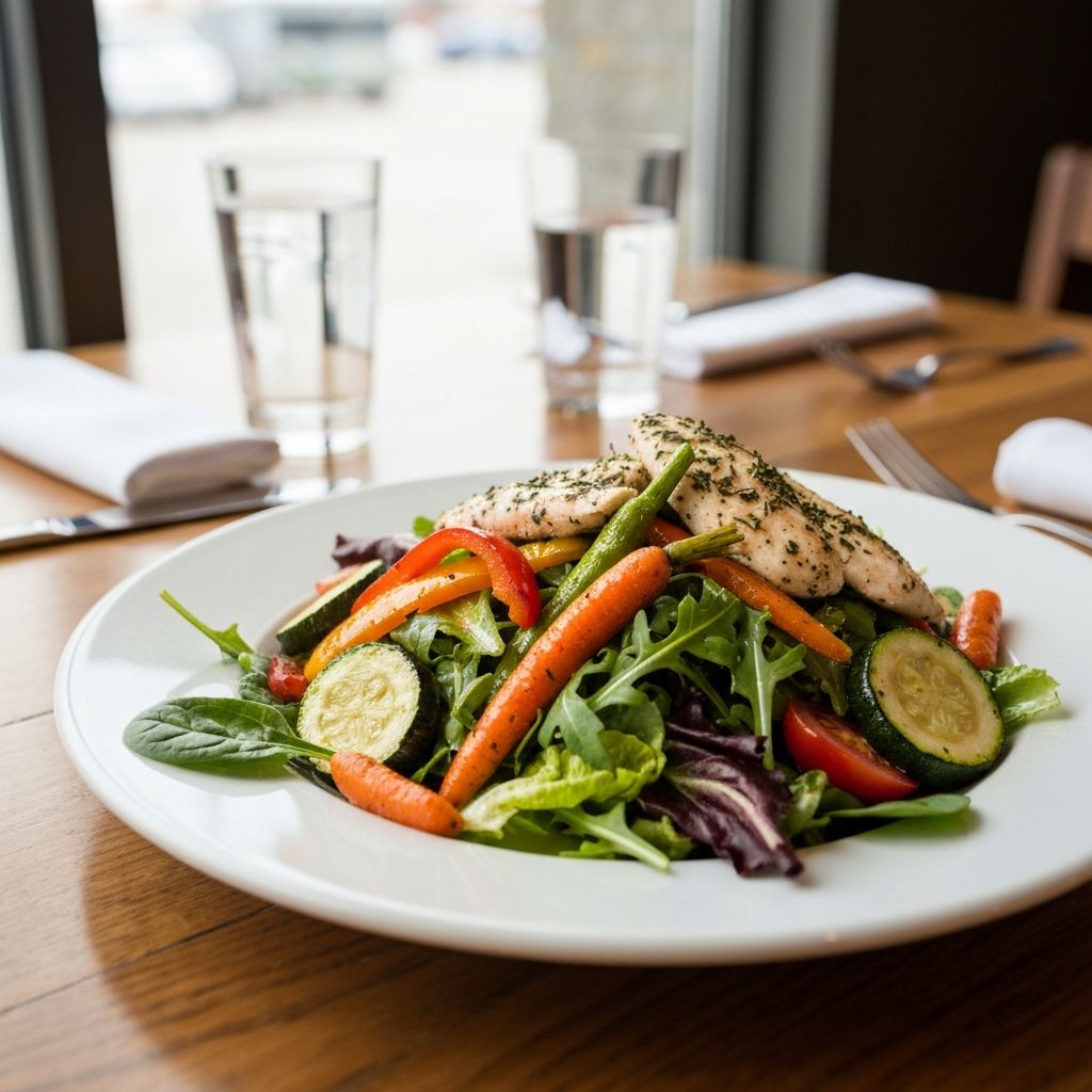 Fresh vegetables and salad with protein